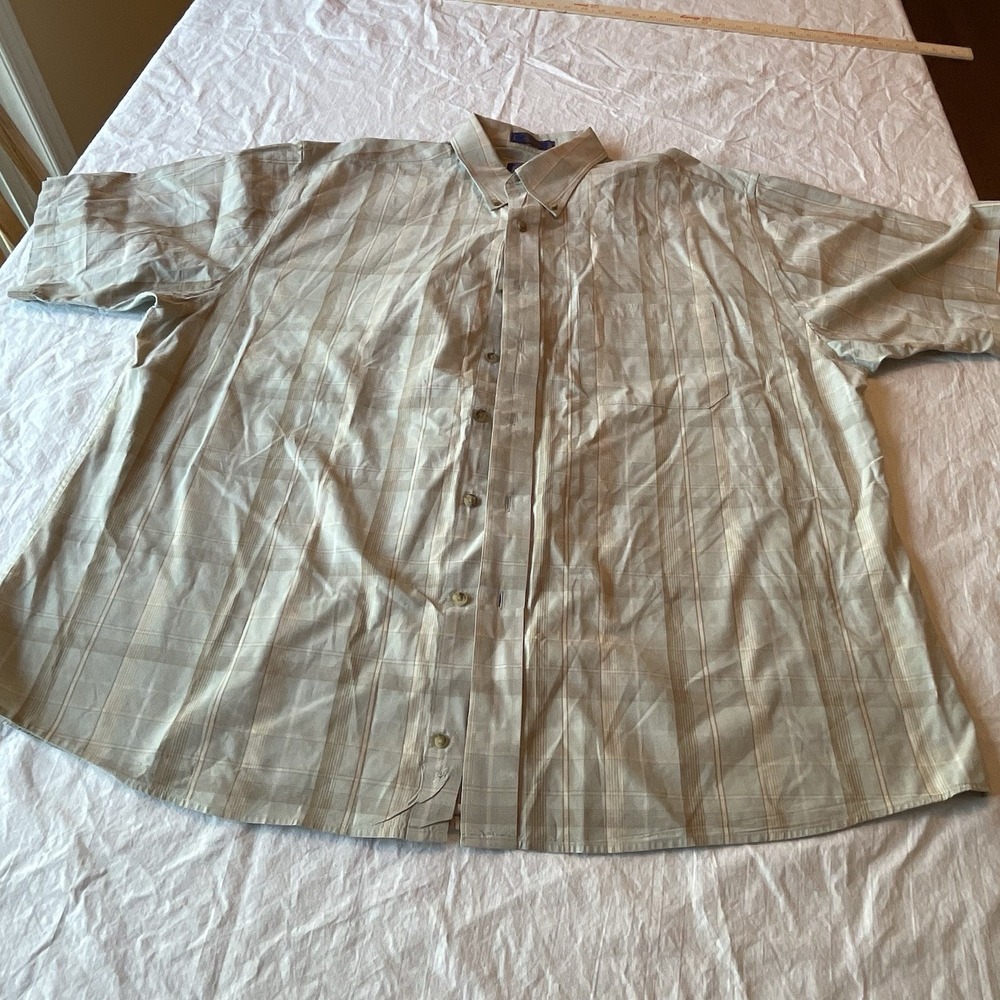 Pendleton Mens Shirt XXL Short Sleeve Button Front Plaid Green Brown Cotton